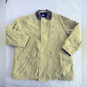 DOCKERS Men’s Lined Long Coat Size Large Khaki Farmer Ranch Barn Coat Vintage